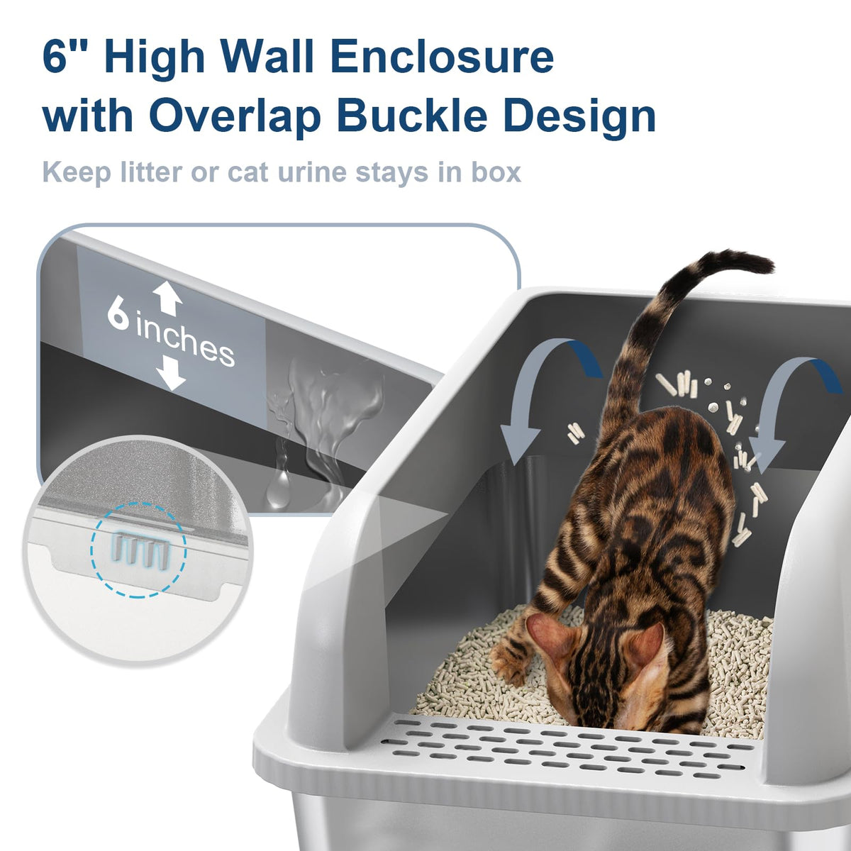 Suzzipaws XL Enclosed Stainless Steel Cat Litter Box