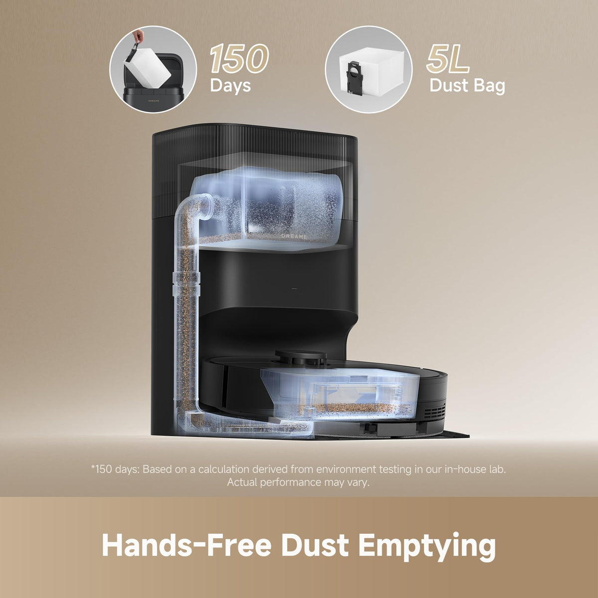 DREAME D20 Plus Robot Vacuum and Mop, Self-Emptying, Black