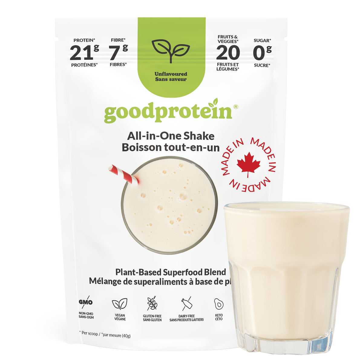 Good Protein Vegan Plant-Based Protein Powder, Unflavoured, 400 g