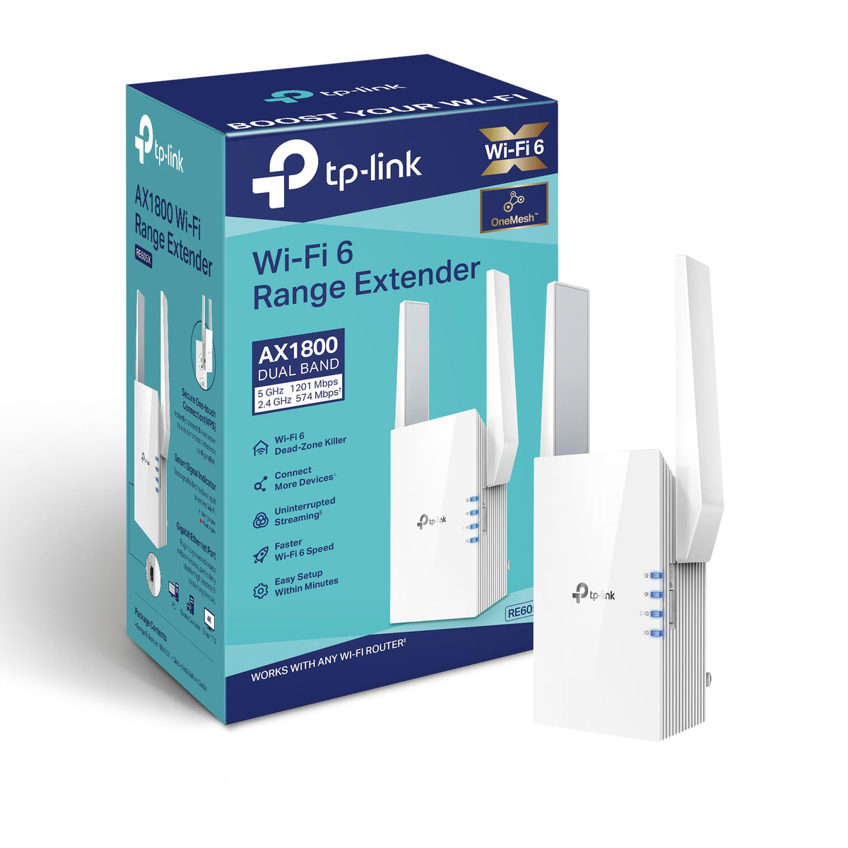 TP-Link AX1800 WiFi 6 Range Extender, RE605X