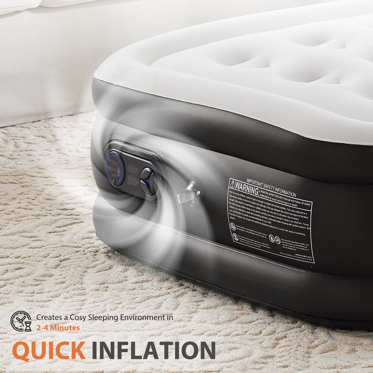 Sweetcrispy Twin Air Mattress, 18" Inflatable with Built-in Pump