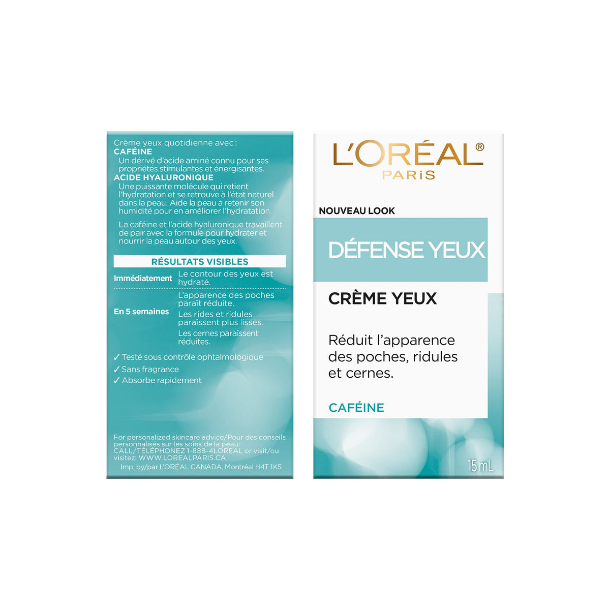 L'Oréal Paris Caffeine Eye Cream with Hyaluronic Acid, 15 ml