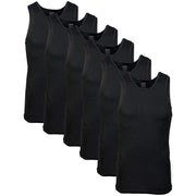 Gildan Men's A-Shirt Tanks, Black, Large, 6 Pack