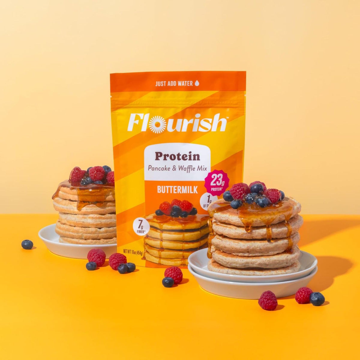 Flourish Protein Pancake & Waffle Mix, Buttermilk, 430 g, 2-Pack