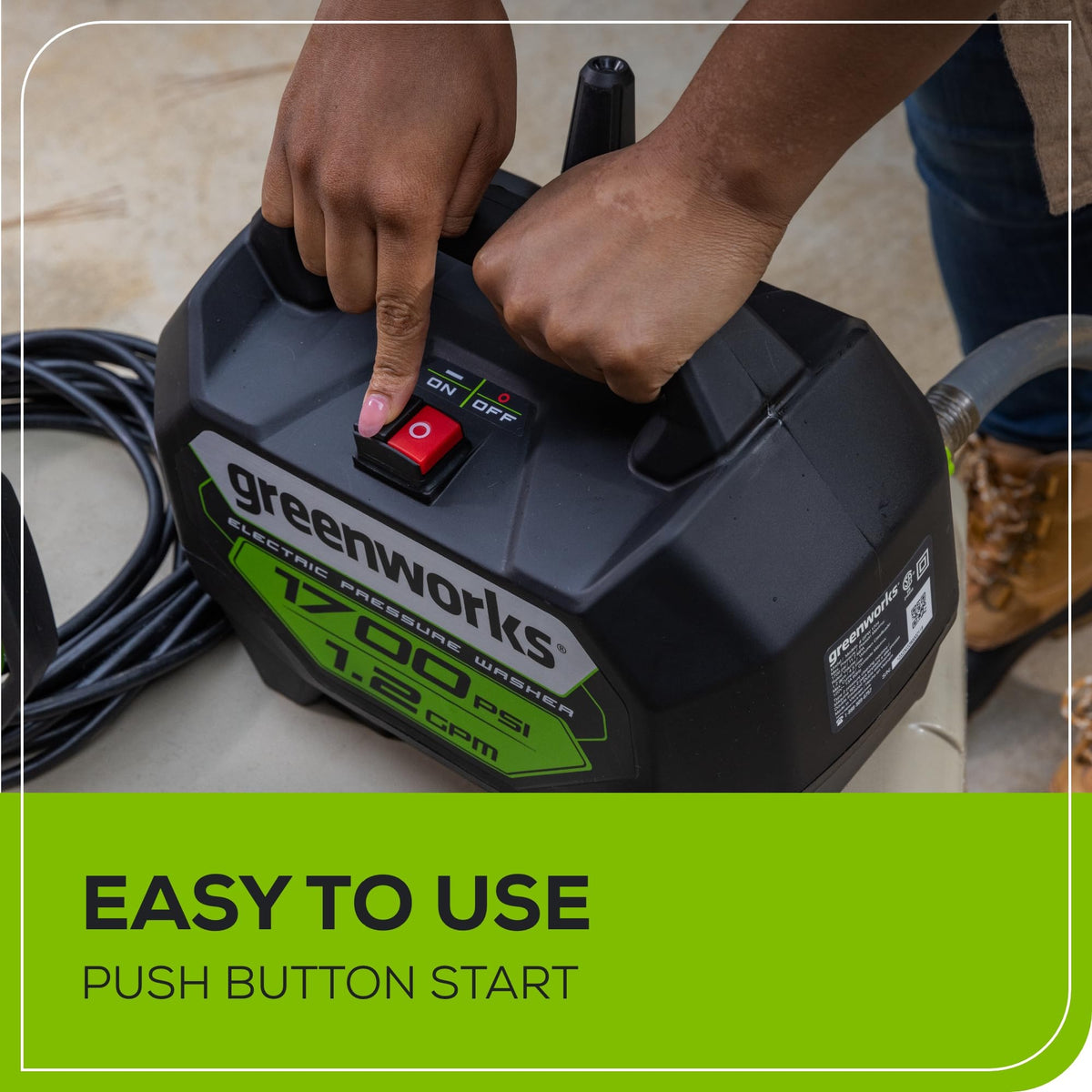 Greenworks 1700 PSI Electric Pressure Washer GPW1704, 1.2 GPM