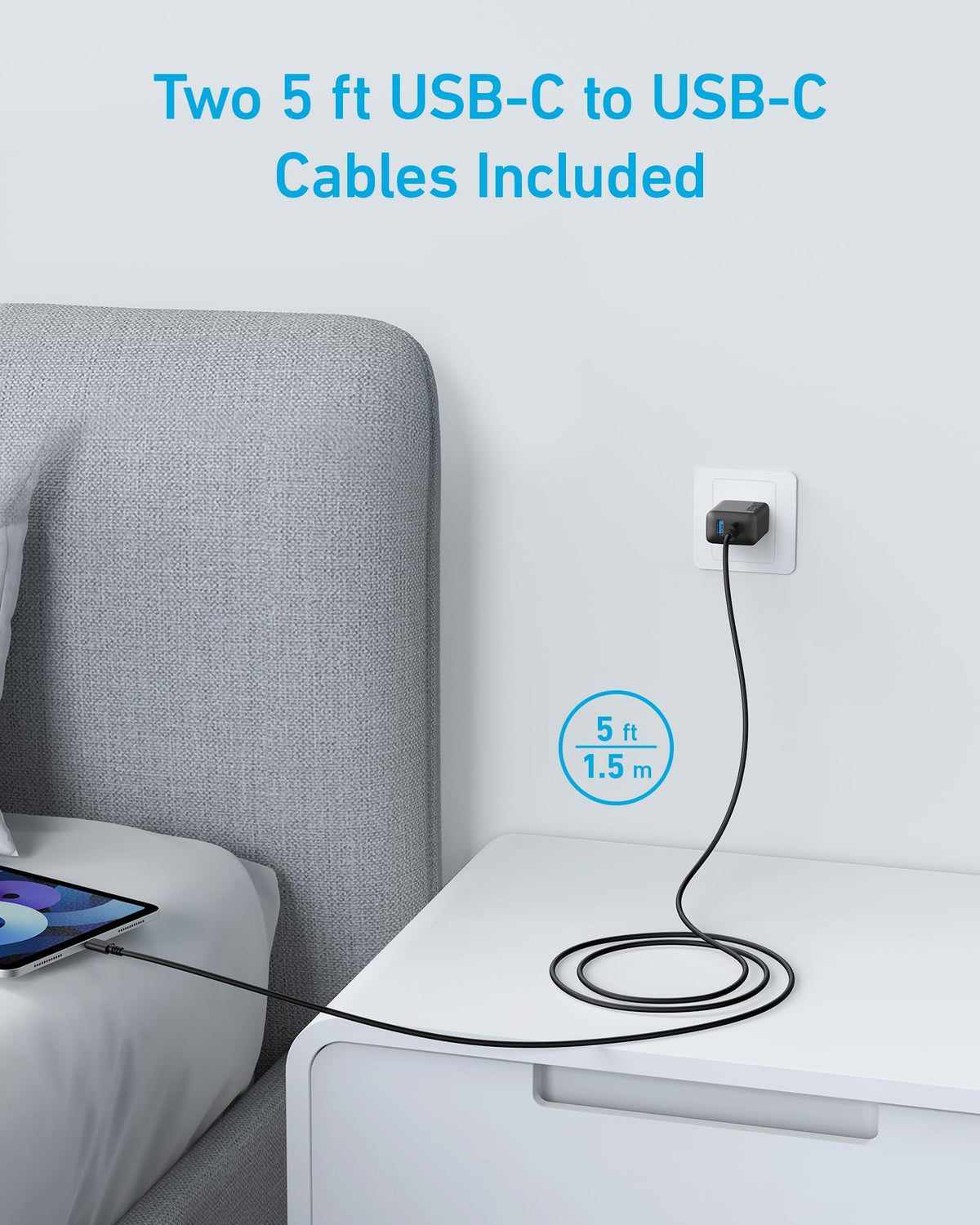 Anker 20W USB-C Fast Charger, 2 Pack with 2 Cables, Black