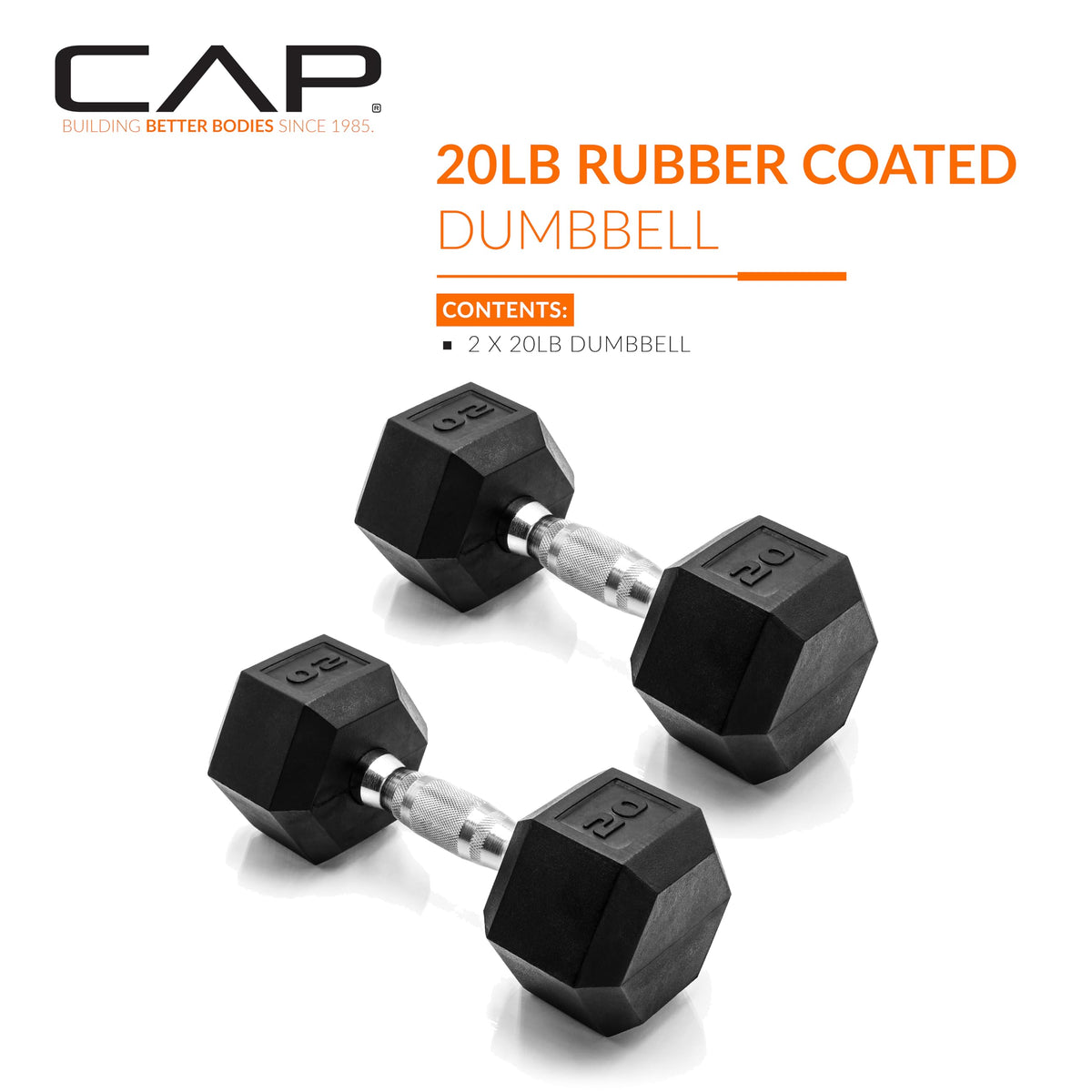 CAP Barbell Coated Hex Dumbbells, 20 lb Pair