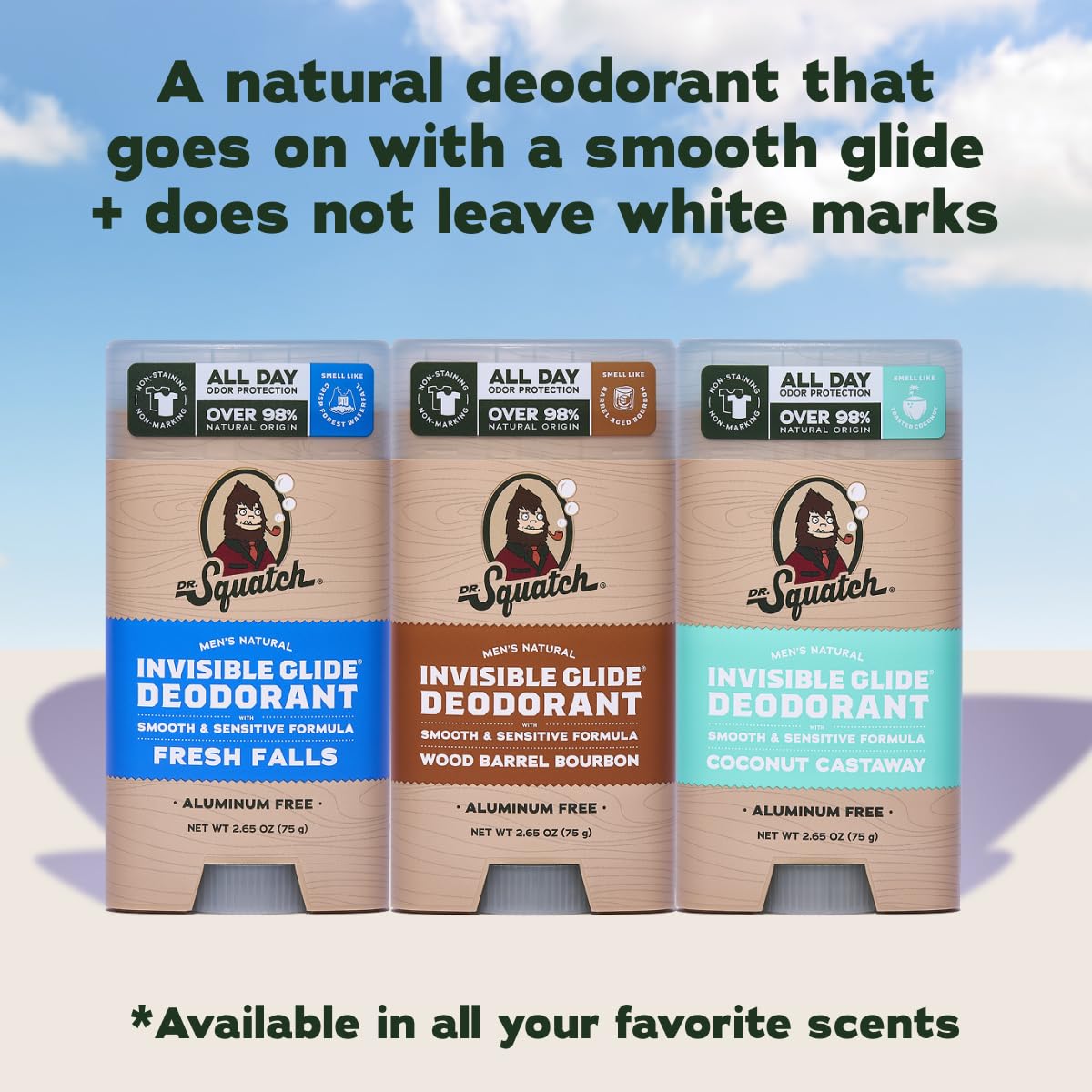 Dr. Squatch Invisible Glide Natural Deodorant, 2.65oz, 2-Pack