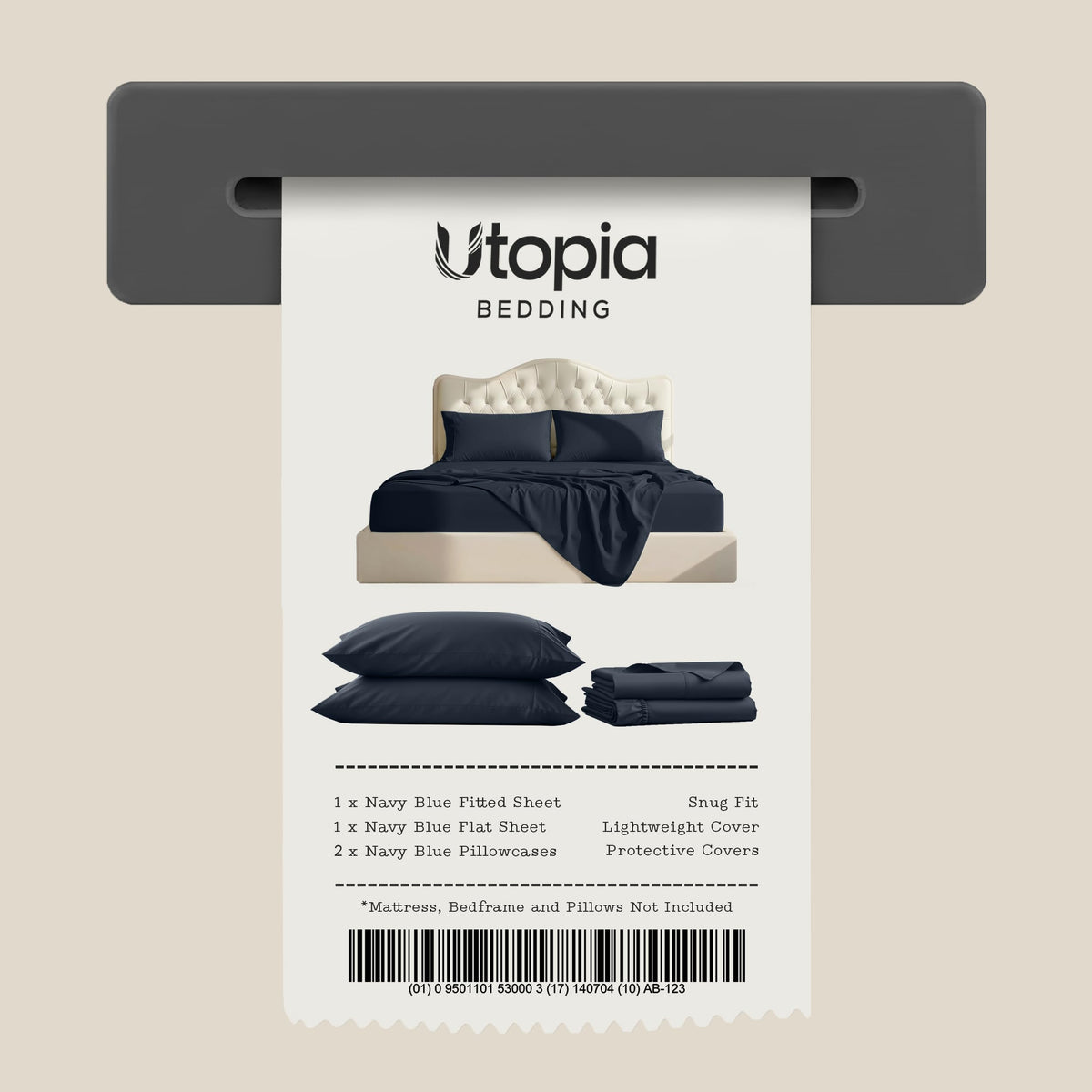 Utopia Bedding Brushed Microfibre Sheet Set, Queen, Navy