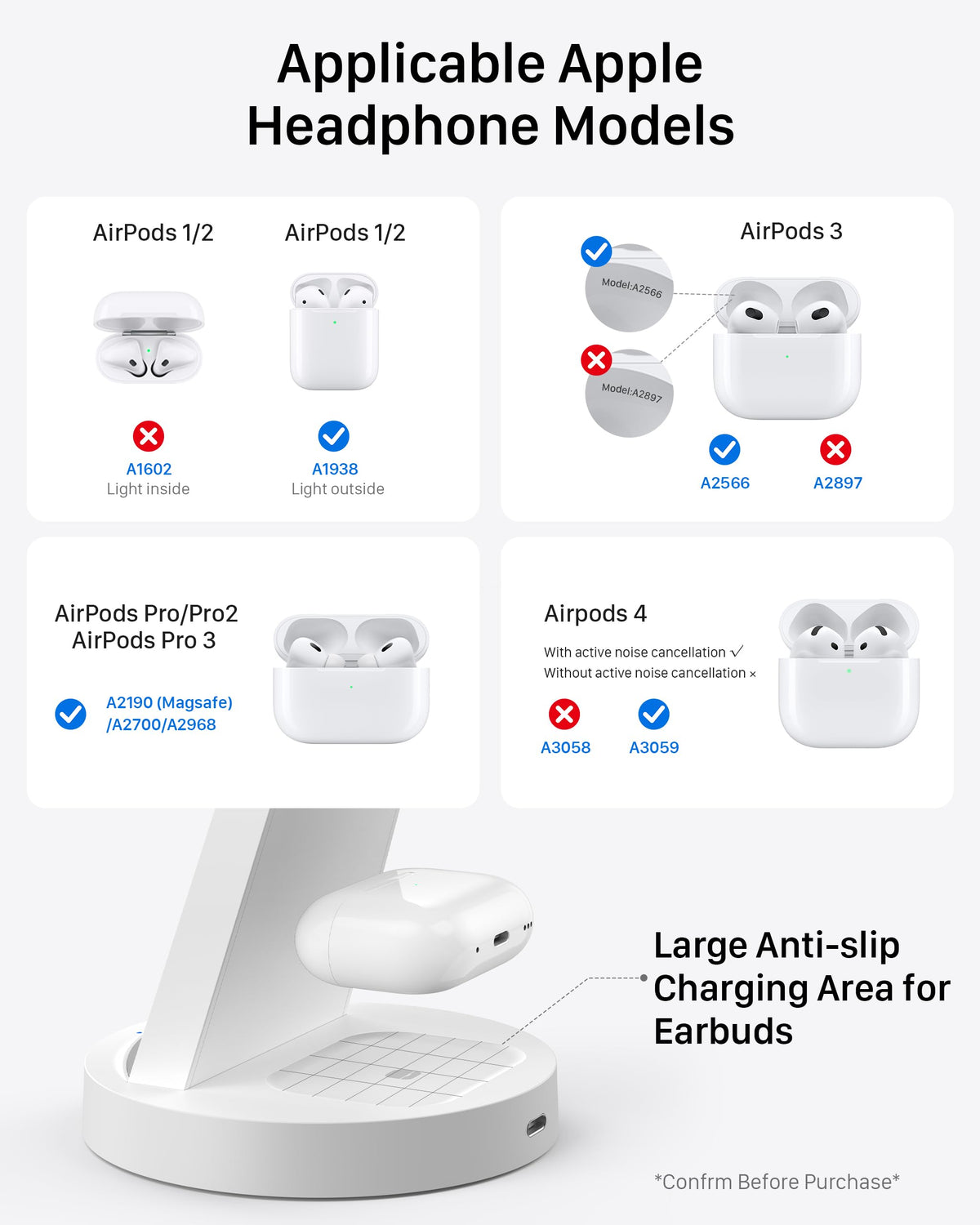 Anlmz 3 in 1 Wireless Charging Station for iPhone and Apple Watch
