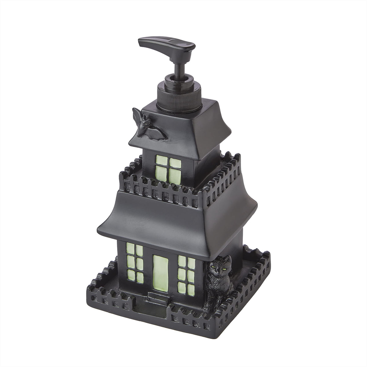 SKL Home Haunted House Glow-in-the-Dark Soap Dispenser, Black