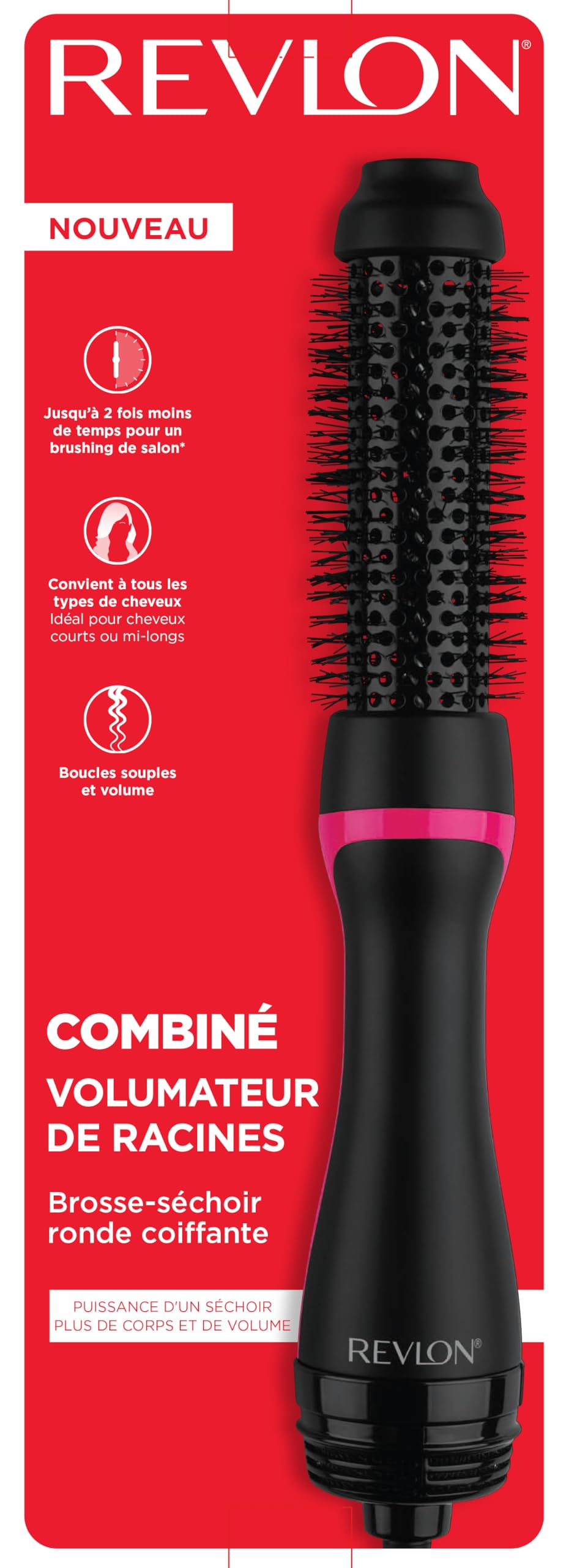 Revlon RVDR5292F One-Step Root Booster, 1.5 inch Round Brush, Black