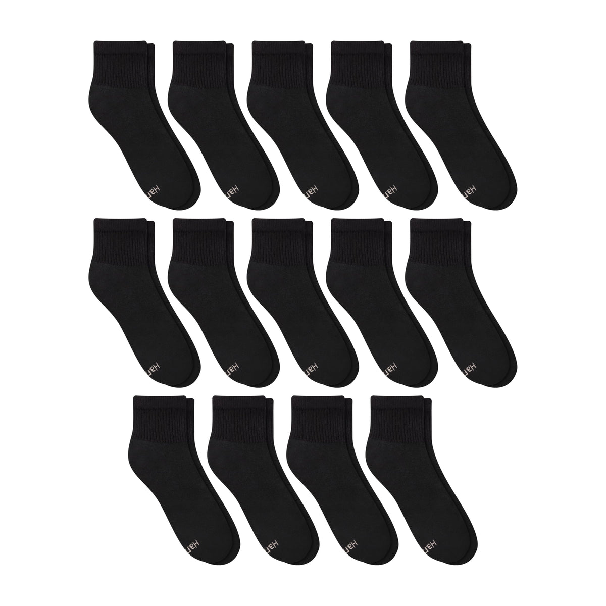 Hanes Women's Ankle Soft Moisture-Wicking Socks, Black, 14 Pack