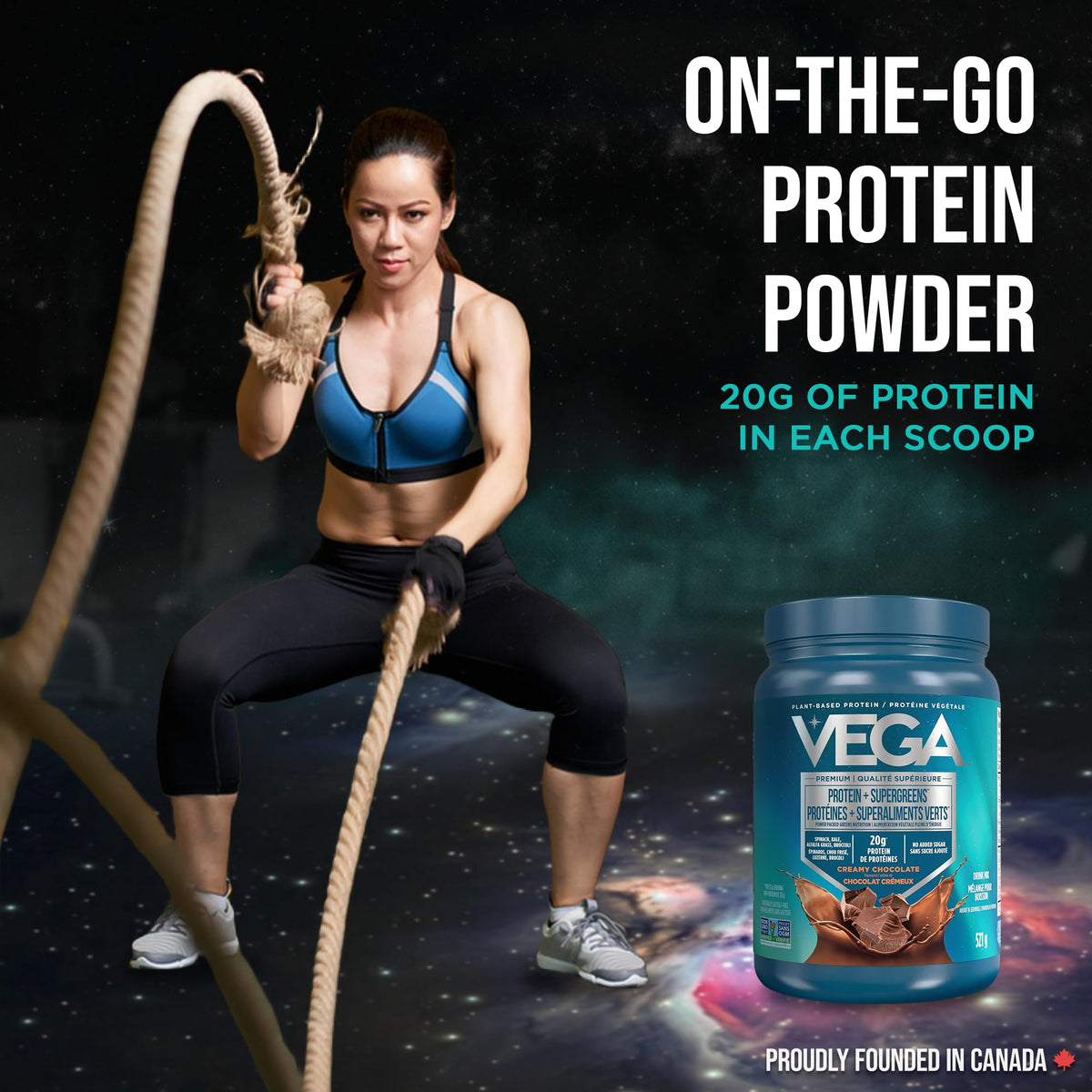 Vega Protein + Supergreens Plant Protein Powder, Chocolate, 521g