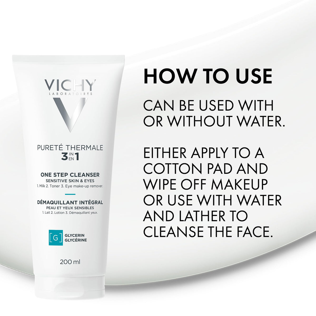 Vichy Gentle Facial Cleanser and Makeup Remover, 200 mL