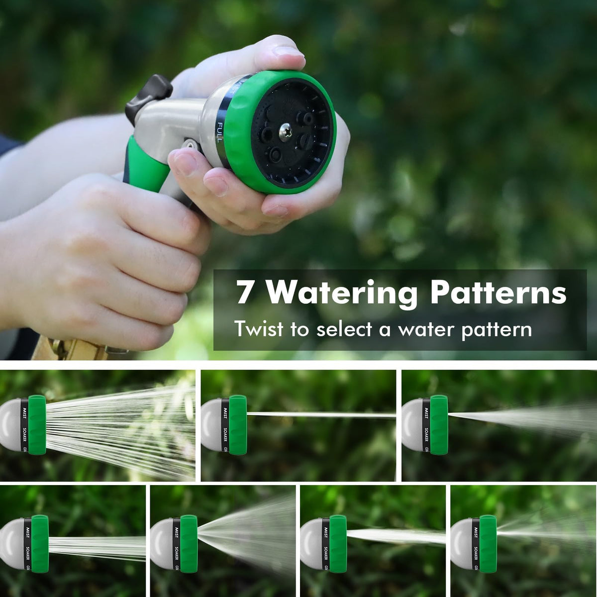 RESTMO Metal Garden Hose Nozzle, 7 Spray Patterns