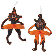 Beistle Vintage Tango Witch and Cat, 15-16 Inch, Black/Orange/White