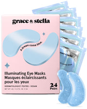 grace & stella Gel Under Eye Masks, Blue, 24 Pairs