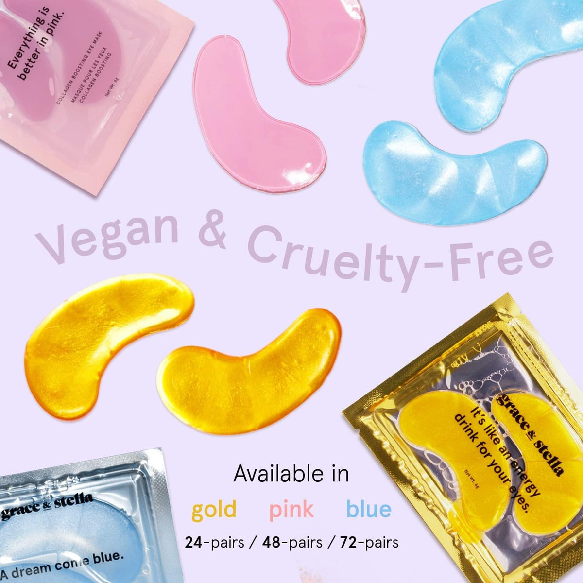 grace & stella Gel Under Eye Masks, Pink, 24 Pairs
