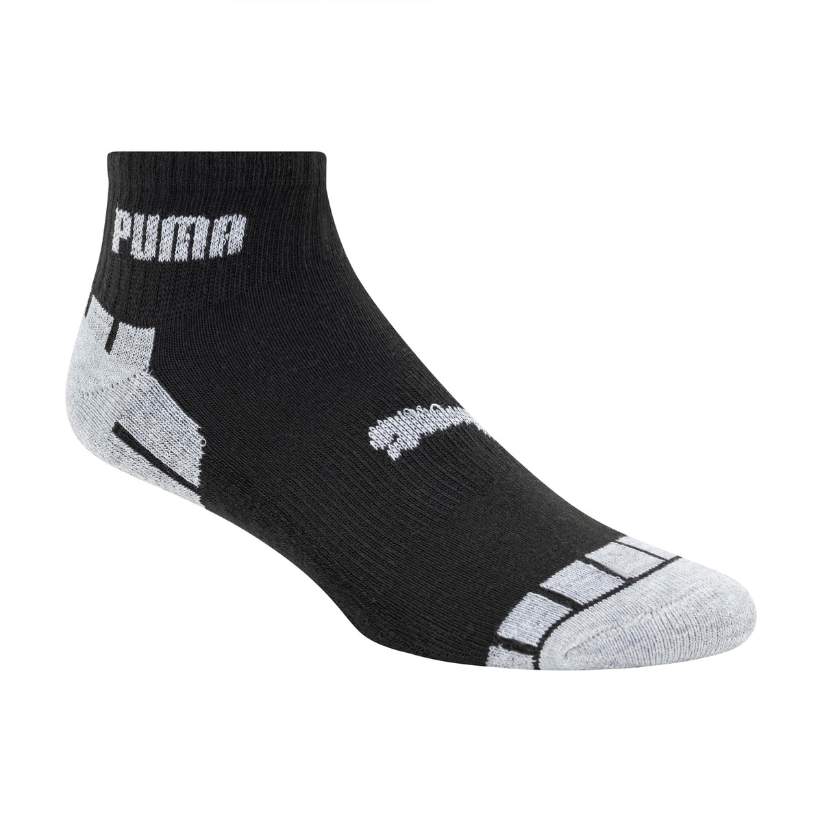 Puma Men's Athletic Cushioned Quarter Crew Socks, Black/Grey, 8 Pack
