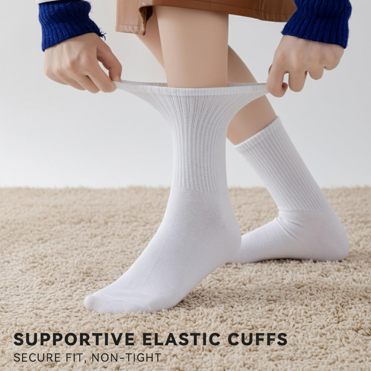 VoJoPi Women's Cotton Crew Socks, 5 Pairs, Size 5-10