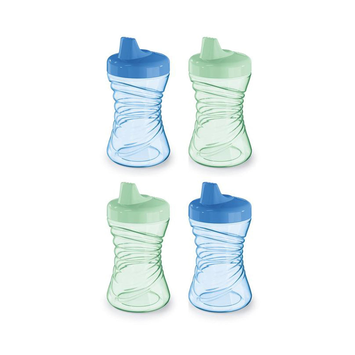 NUK Fun Grips Hard Spout Sippy Cup, 10oz, Blue & Green, 4 Pack