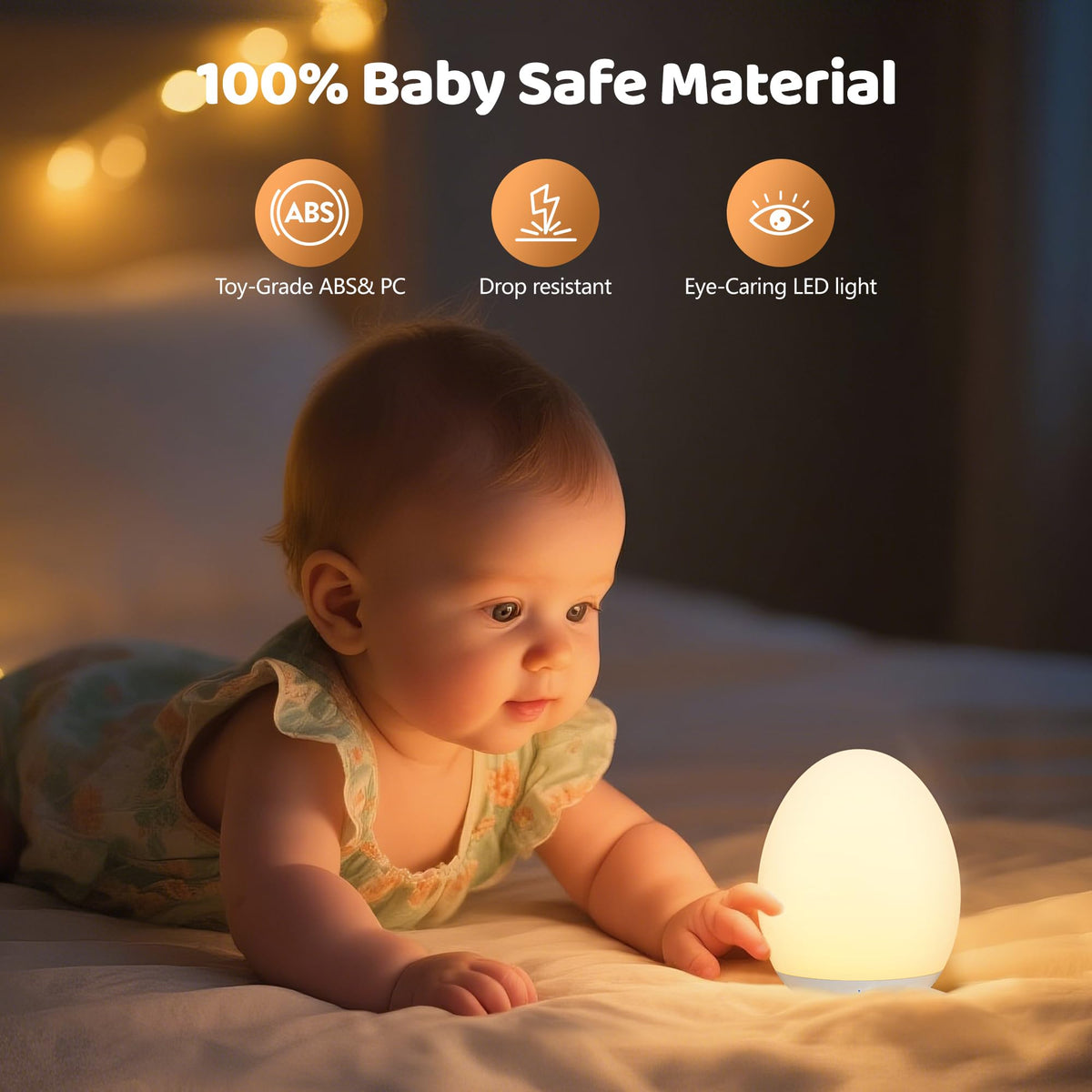 MediAcous Rechargeable Kids' Night Light with Timer, Cream