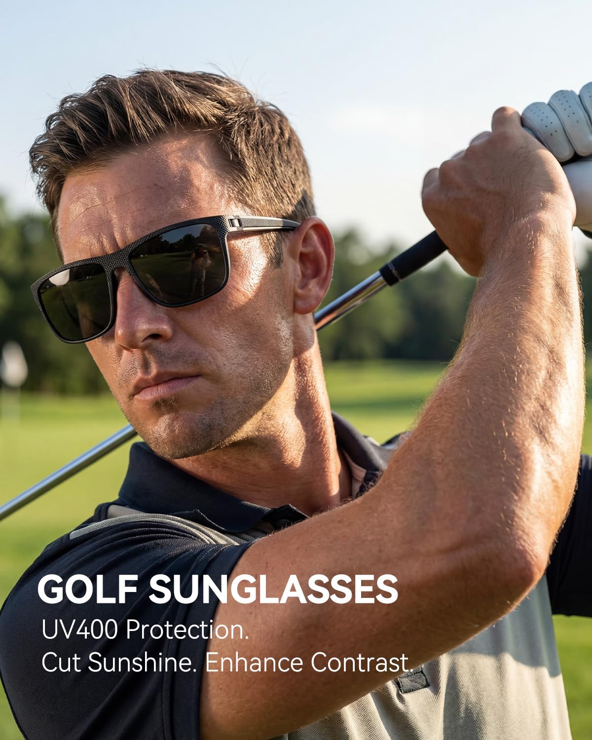 Qally Polarized Sunglasses for Men, Black/Dark Green/Tawny