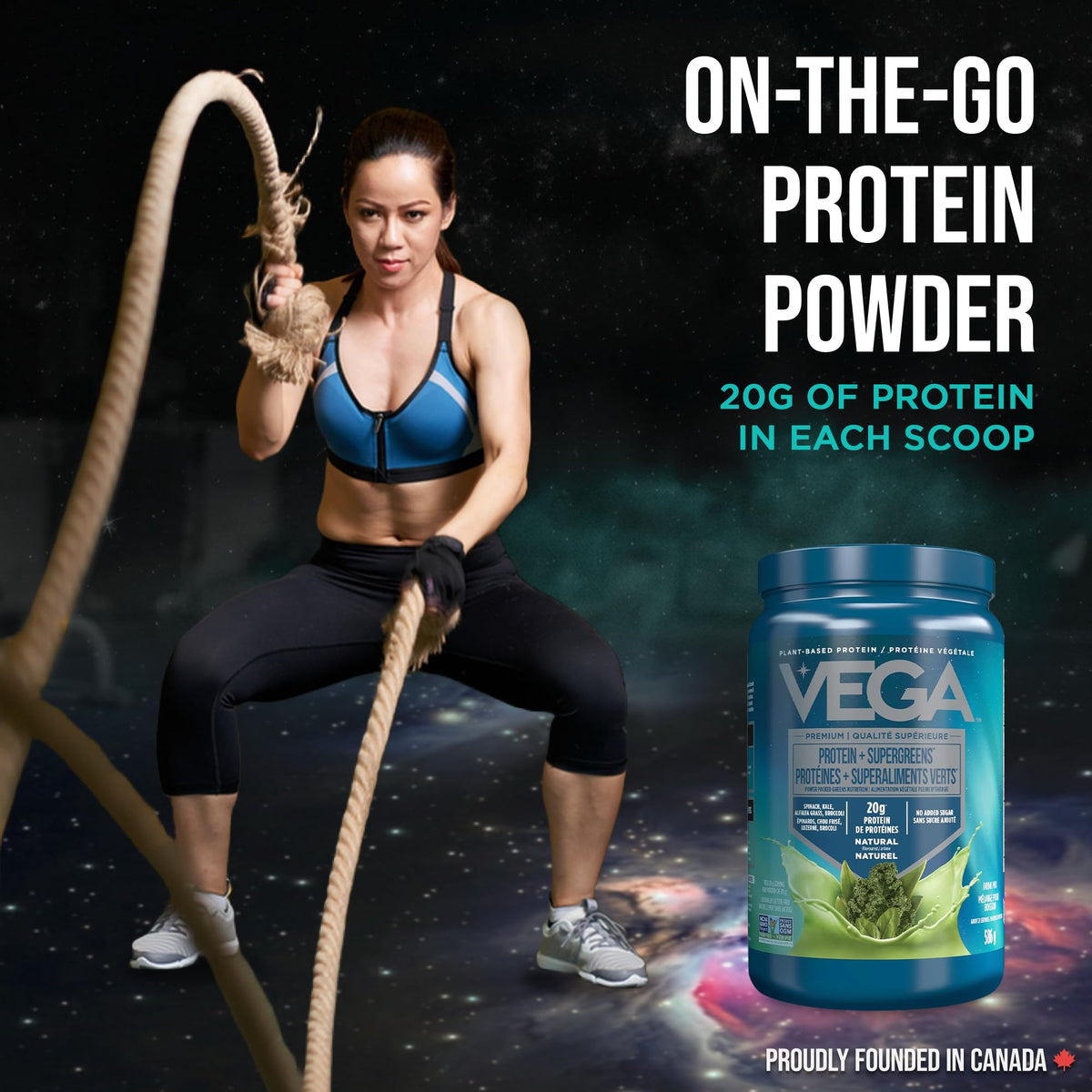 Vega Protein + Supergreens Plant Protein Powder, Natural, 586g