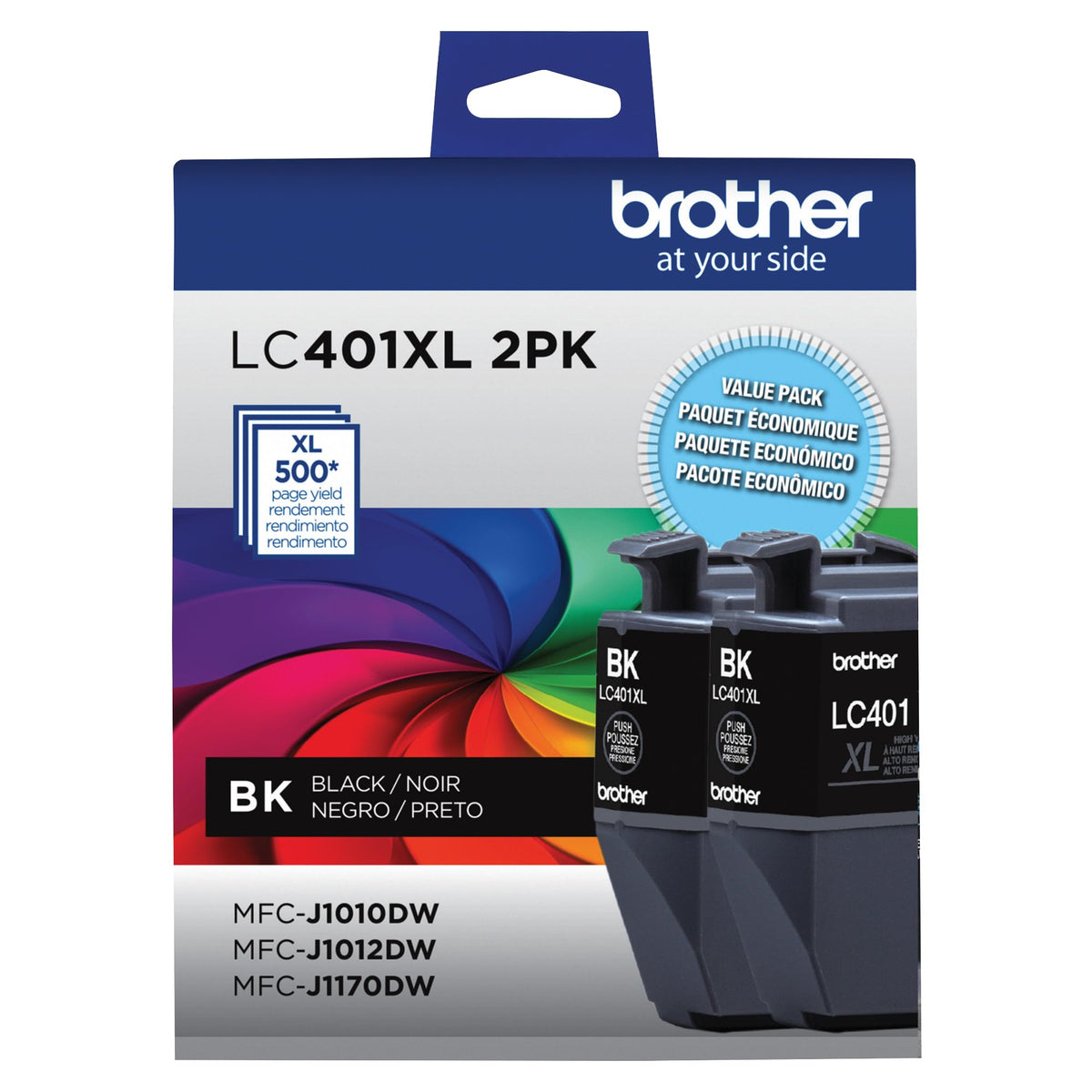 Brother Genuine LC401XL High Yield Black Ink Cartridges, 2-Pack