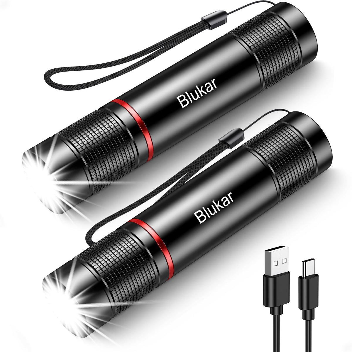 Blukar Rechargeable Zoomable LED Flashlight (2 Pack)