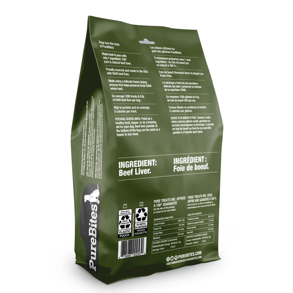 PureBites Freeze Dried Beef Liver Dog Treats, 1.2kg