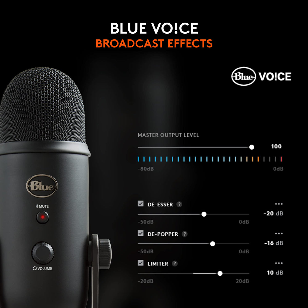 Logitech for Creators Blue Yeti USB Microphone, Blackout