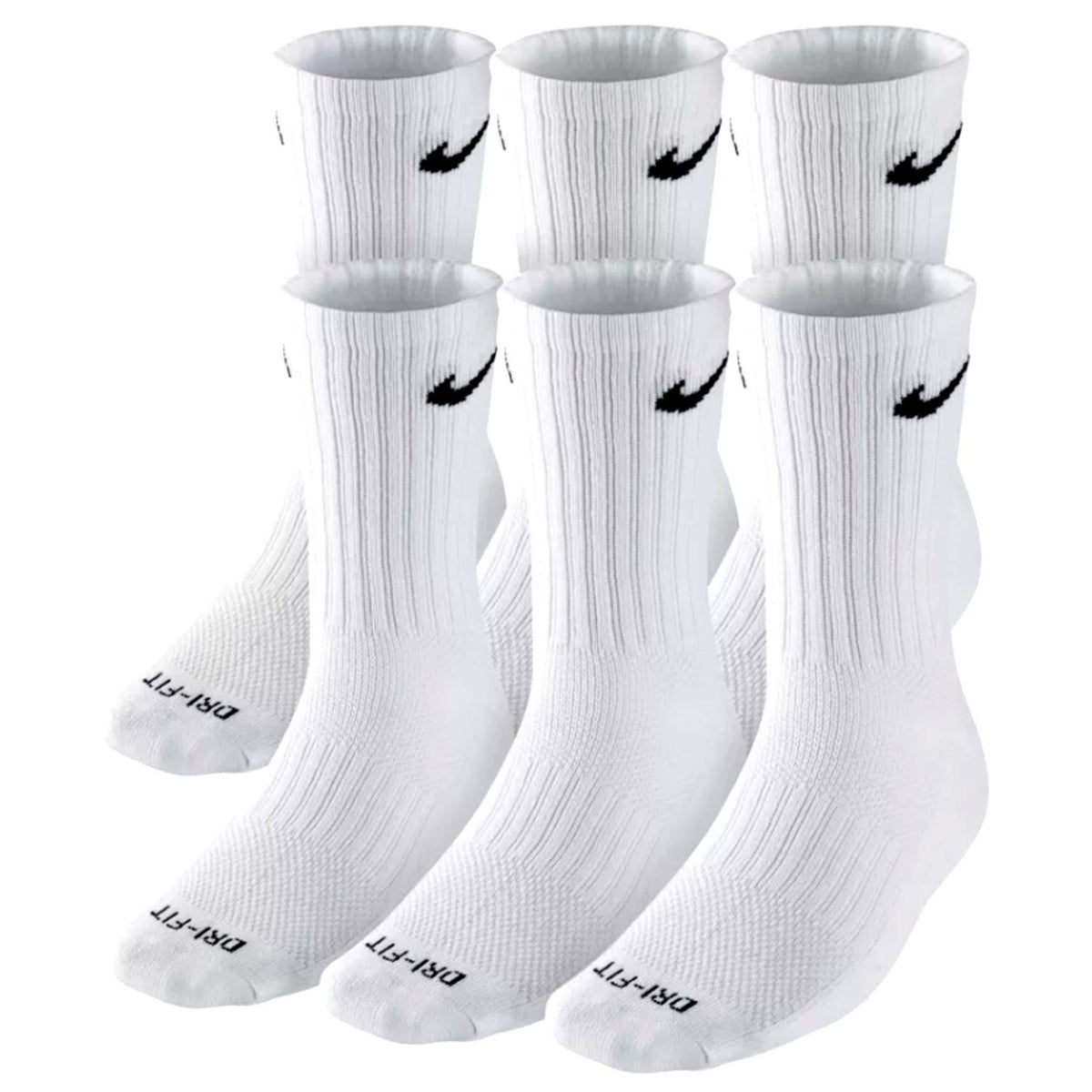 Nike Plus Cushion Socks, White, L (Men's 8-12 / Women's 10-13), 6-Pair