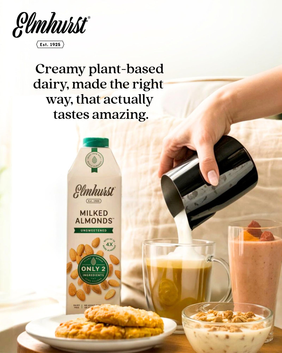 Elmhurst Unsweetened Almond Milk, 6 x 946 ml