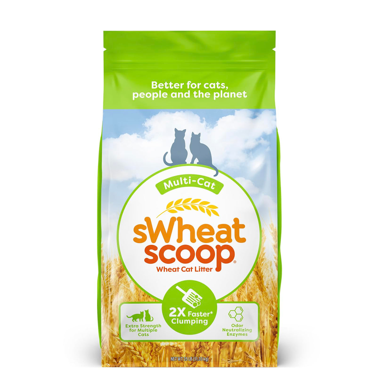 sWheat Scoop Natural Wheat Multi-Cat Litter, 25 Pound Bag