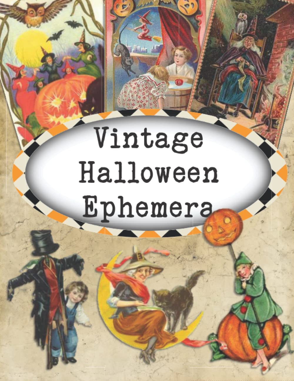 Vintage Halloween Ephemera Book, 44 Double-Sided Pages