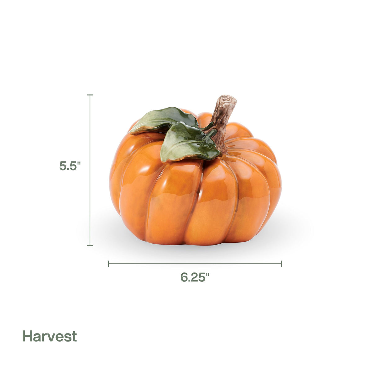 Fitz and Floyd Harvest Side Pumpkin Ceramic Figurine, 5.5 Inch