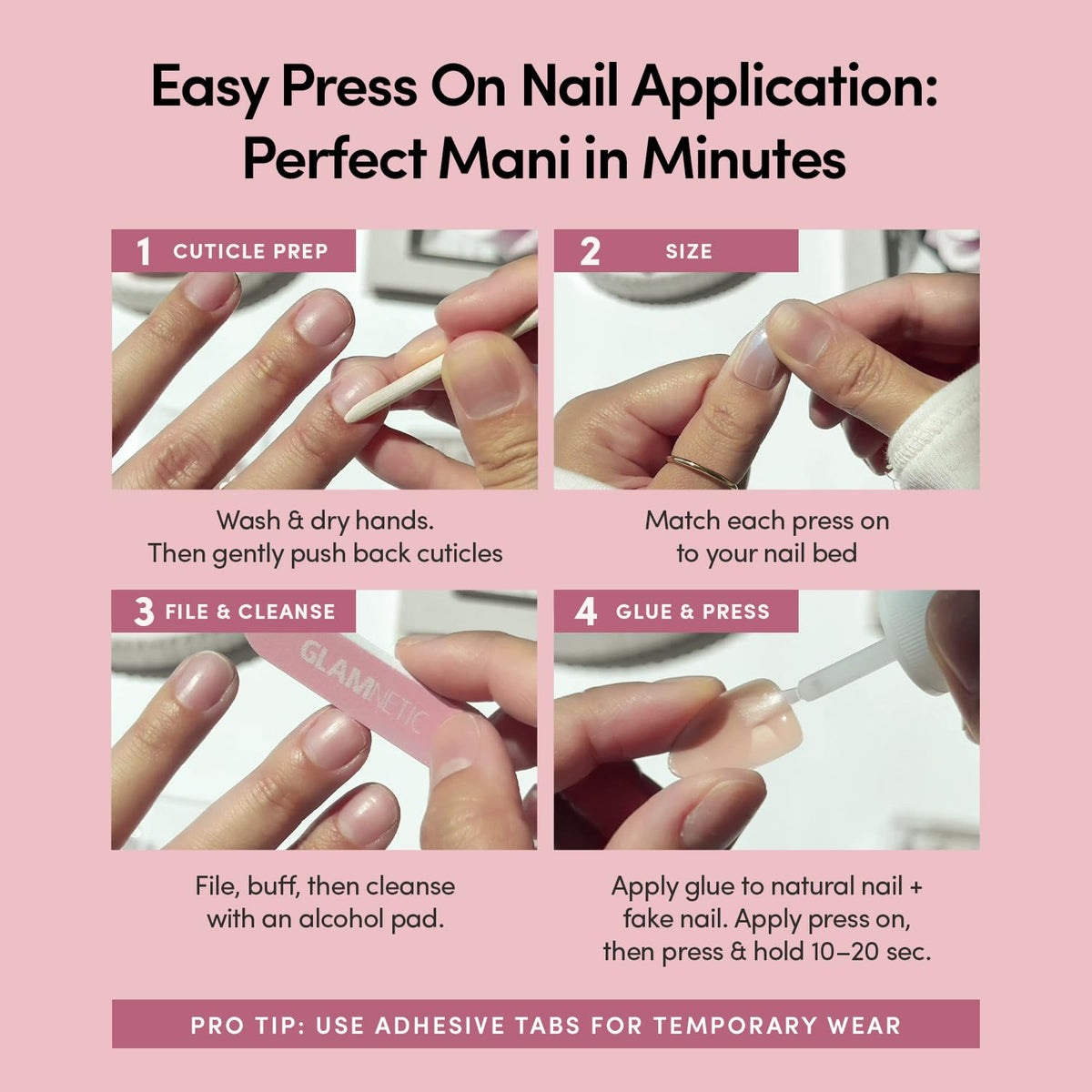 Glamnetic Press On Nails, Ma Damn, 24 Nail Kit with Glue