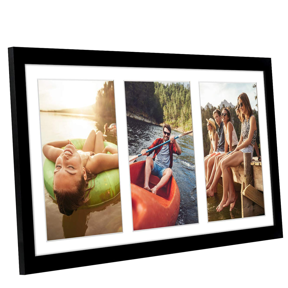 Americanflat 5x7 Collage Picture Frame, Three Photos, Black