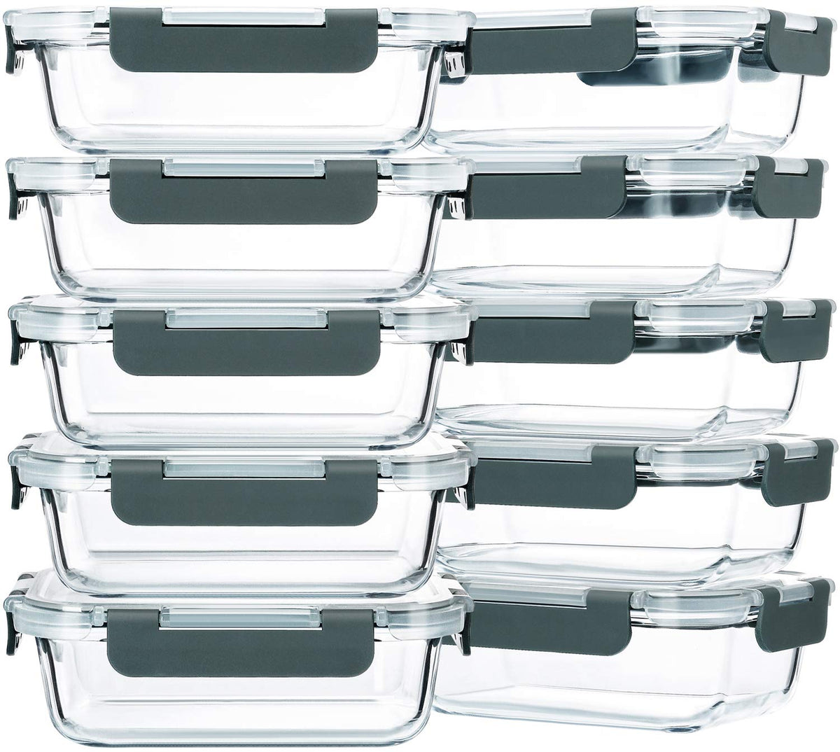 MCIRCO 10-Pack Glass Meal Prep Containers with Lids, 22 oz