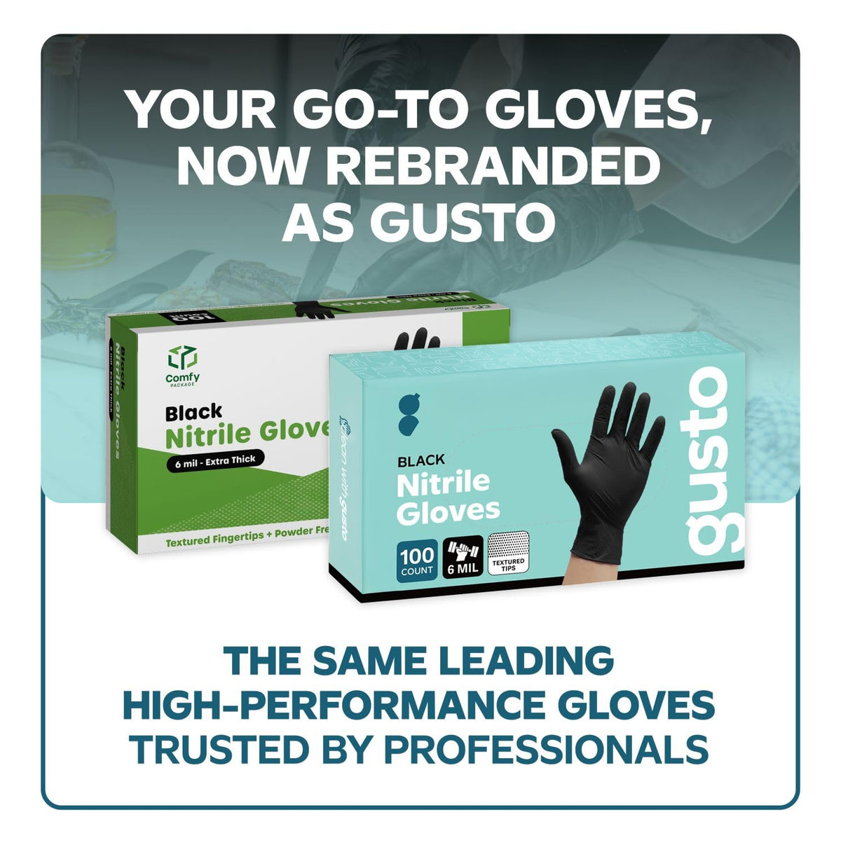 Gusto Black Nitrile Gloves, 6 mil, Large, 100 Count