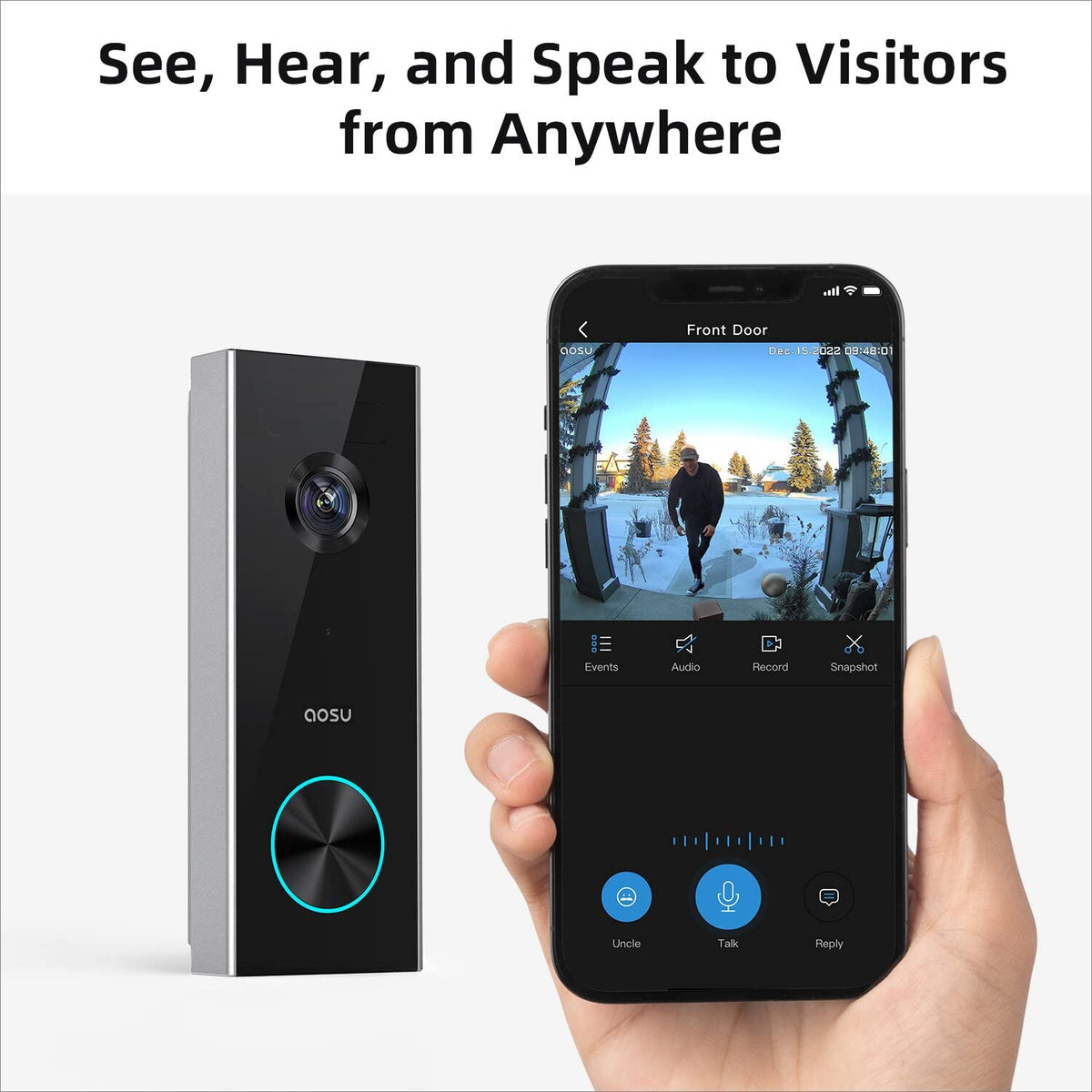 AOSU 2K Wireless Battery Video Doorbell with Chime