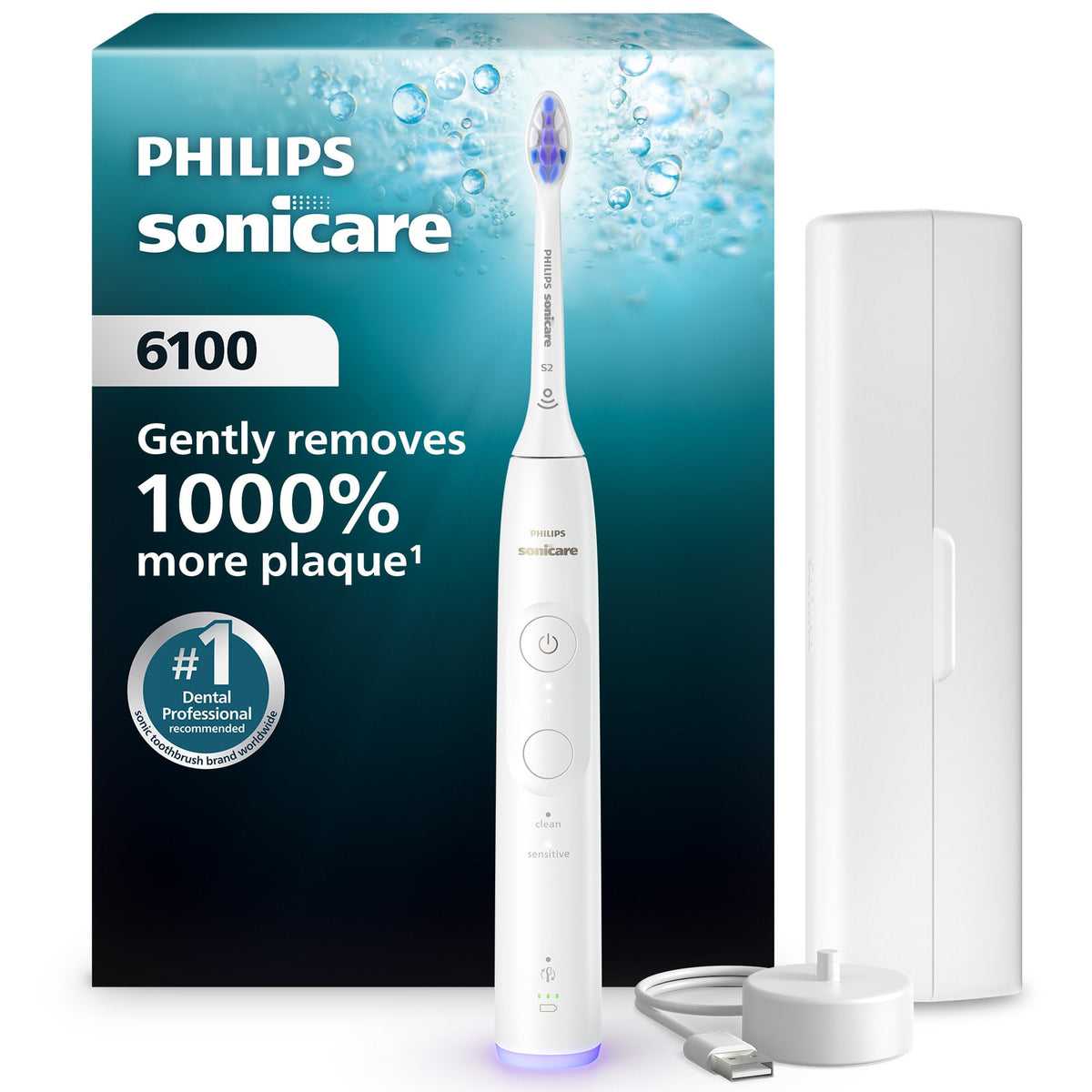 Philips Sonicare 6100 Series Electric Toothbrush, White, HX7400/05
