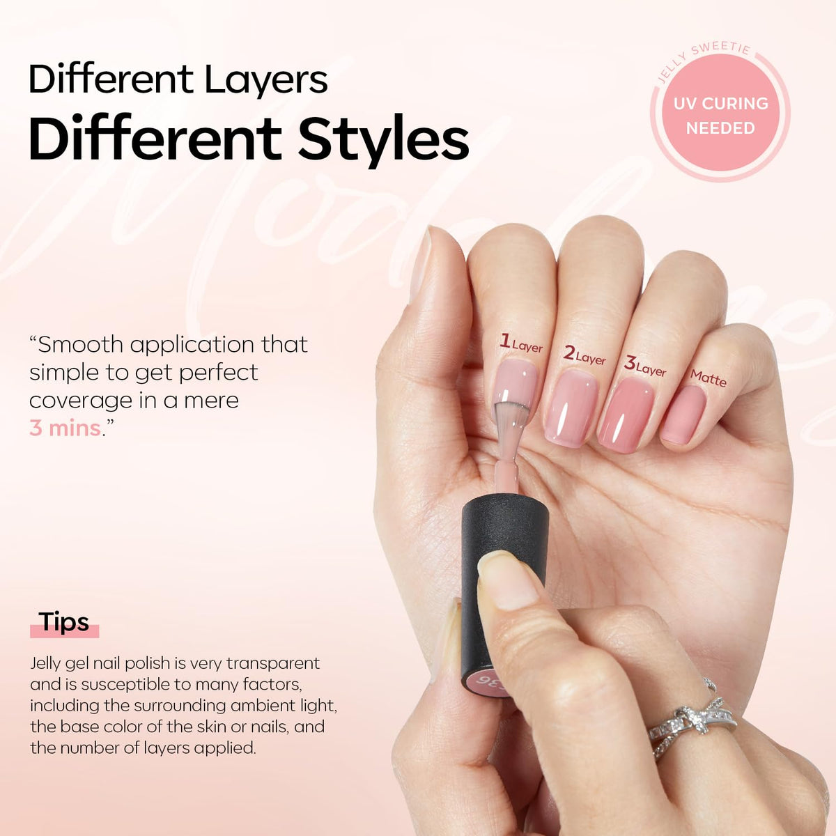 Modelones Jelly Gel Nail Polish Set, 6 Colors, Nude