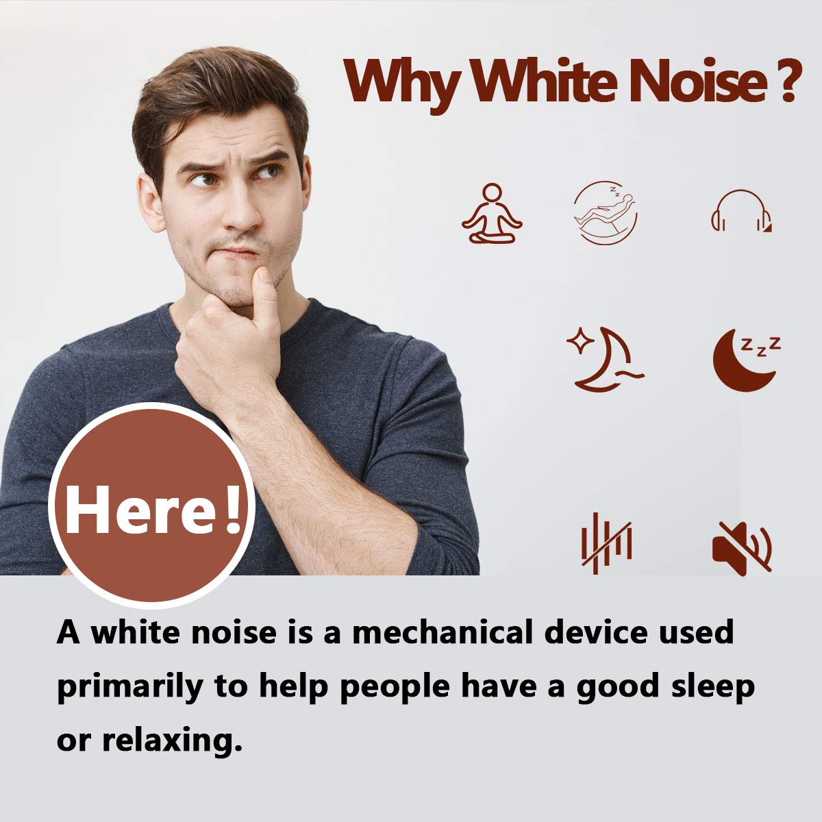 Magicteam Sleep Sound White Noise Machine, 20 Sounds, White