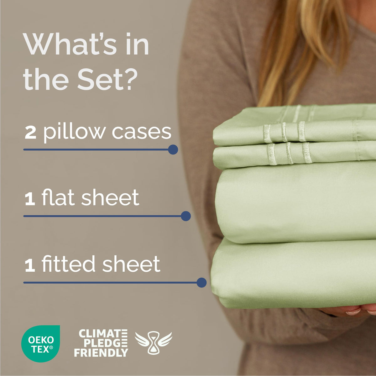 CGK Unlimited Brushed Microfibre Sheet Set, Queen, Light Sage Green