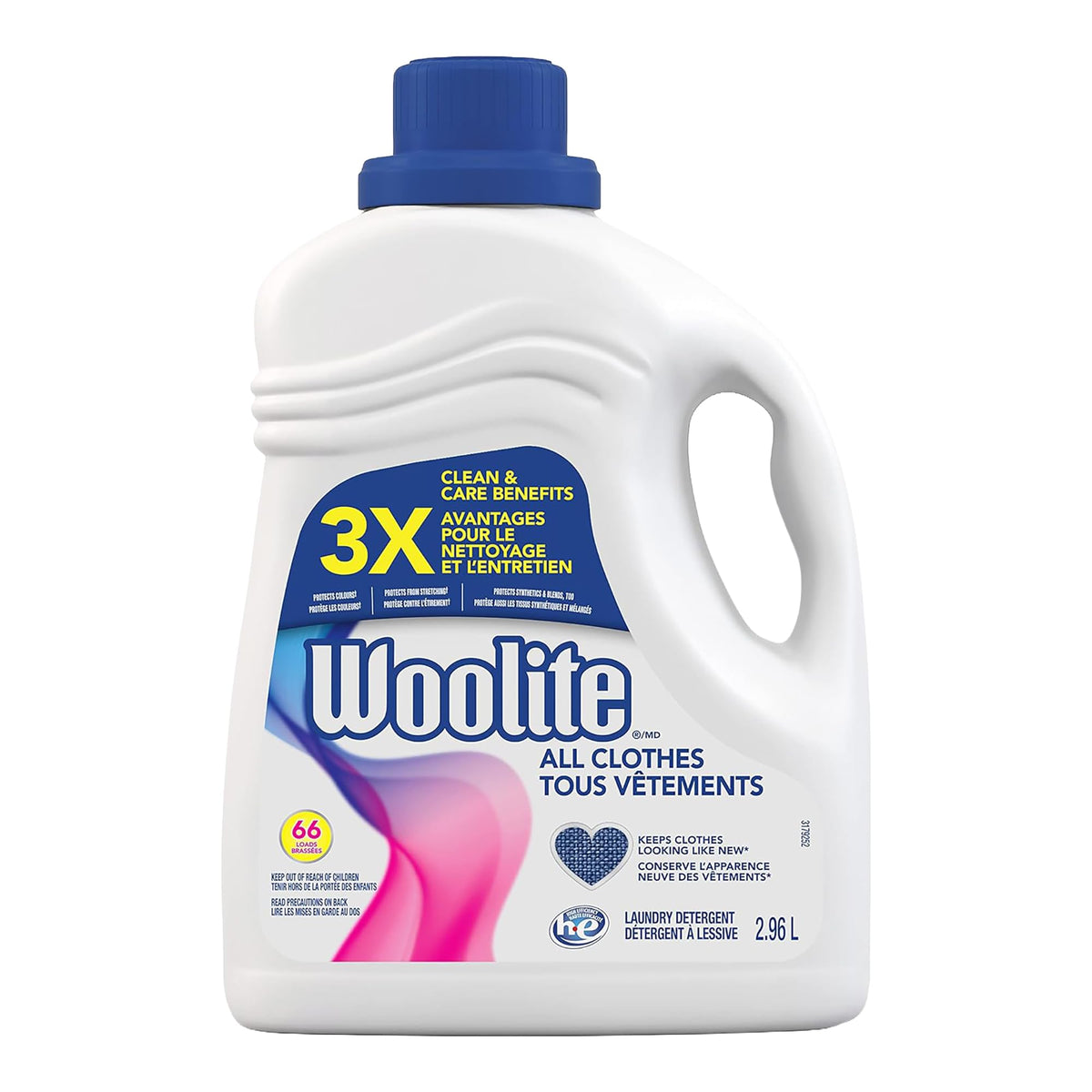 Woolite All Clothes Everyday Colour Safe Laundry Detergent, 2.96 L