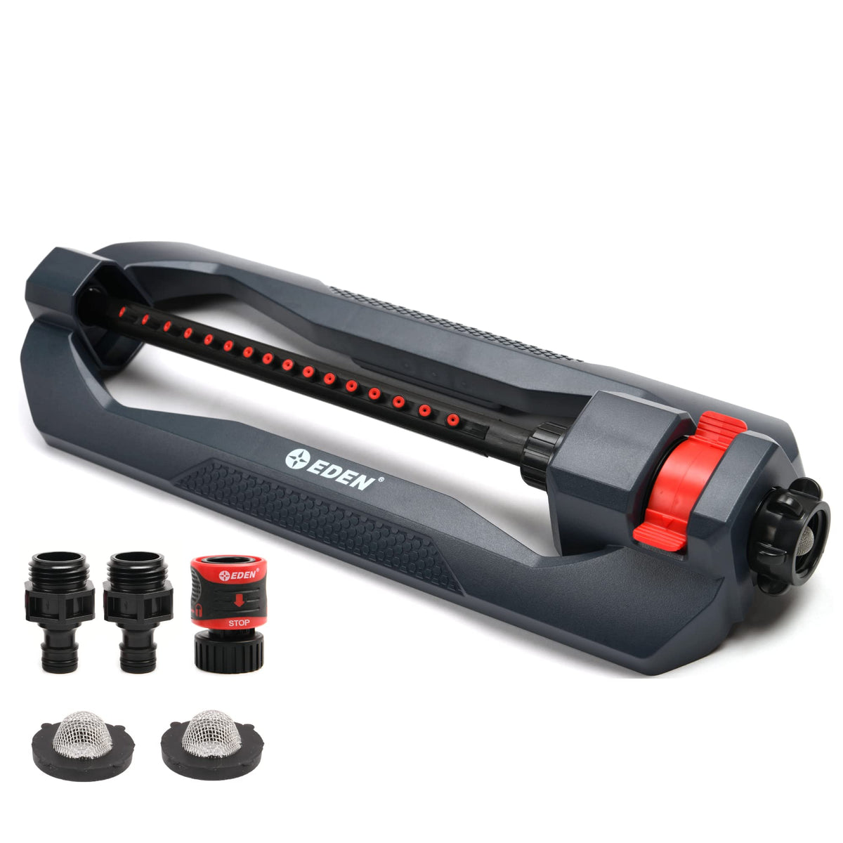 Eden 96213EDAMZ Weighted Oscillating Sprinkler, 3,600 sq. ft., Black