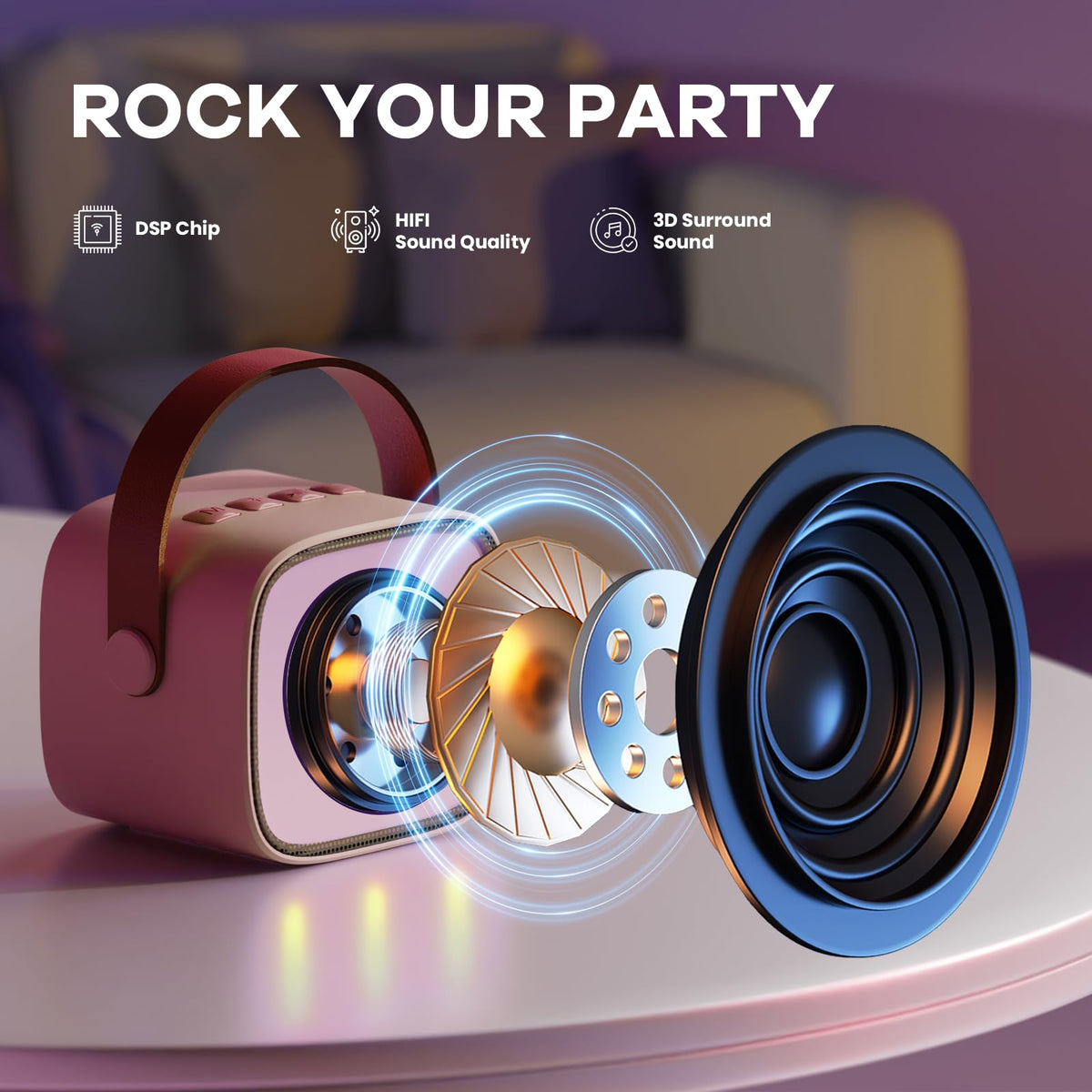 YLL Mini Karaoke Machine with 2 Wireless Microphones